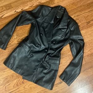 Faux Leather Blazer Jacket